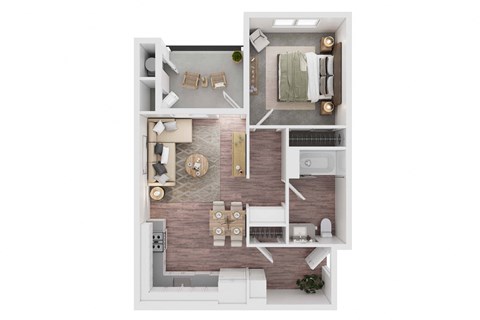 Floor plan for 1 bed, 1 bath, 539 sqft